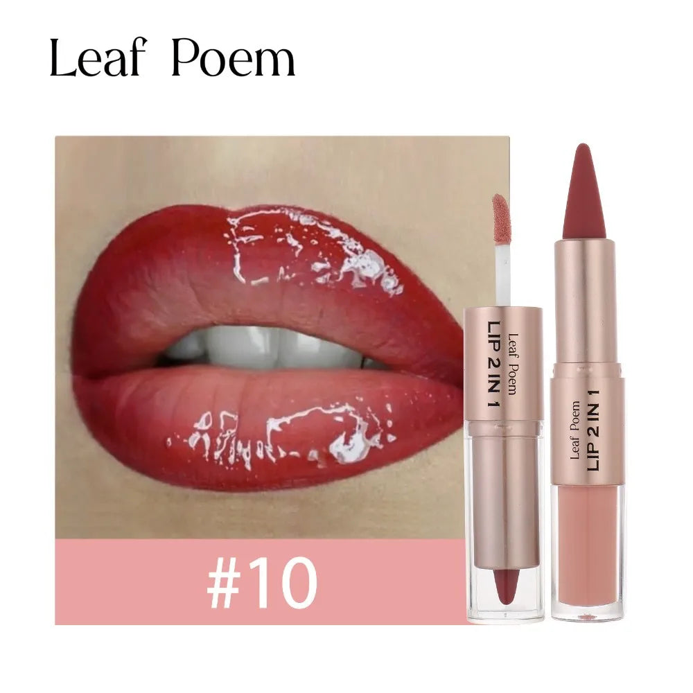 Pink Brown Tapered Lip Liner Contour Pencil Double Head Mirror Plumping Lip Glaze Crystal Lip Gloss Sexy Red Lips Tint Makeup