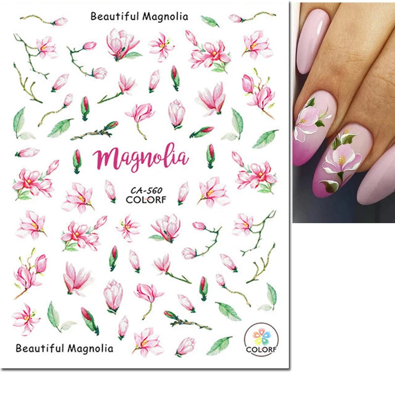 3d Nail Art Decals Geometric Lines Daisy Sunflowers Letters Adhesive Sliders Nail Stickers Decoration For Manicure
