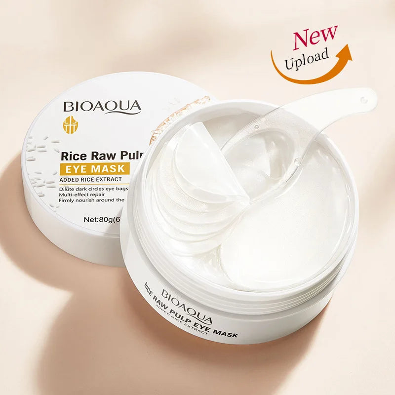 60pcs BIOAQUA White Rice Collagen Eye Mask Anti Dark Circles Whitening Anti-Aging Moisturizing Eye Patches Skin Care Gel Masks