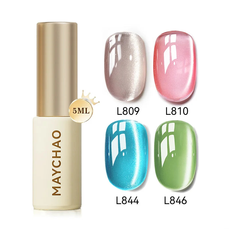 MAYCHAO 5ML Gel Nail Polish 9D Laser Diamond Glitter Cat Eye Gel Semi-Permanent Soak Off UV LED Gel Nail Manicure Tools Nail Art