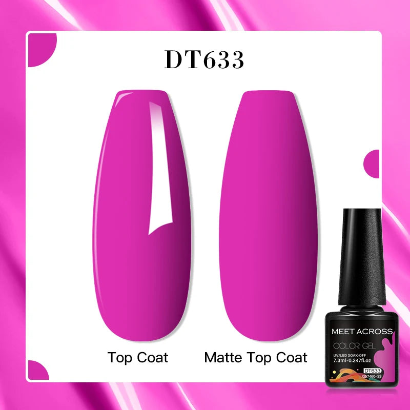 MEET ACROSS 7ml Red Blue Green Metallic Gel Nail Polish Super Bright Mirror Effect Semi Permanent LED UV Gel Nail Art Varnish