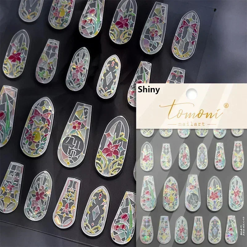 1 pc 5D sunflower nail stickers rose daisy cherry blossom self-adhesive nail art stickers oil painting style decorative sticker