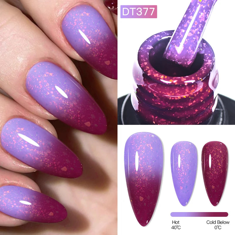 MEET ACROSS 7ml 36Colors Glitter Thermal Gel Nail Polish 3 Colors Changing Soak Off Gel Winter Semi Permanant Nail Art Varnish