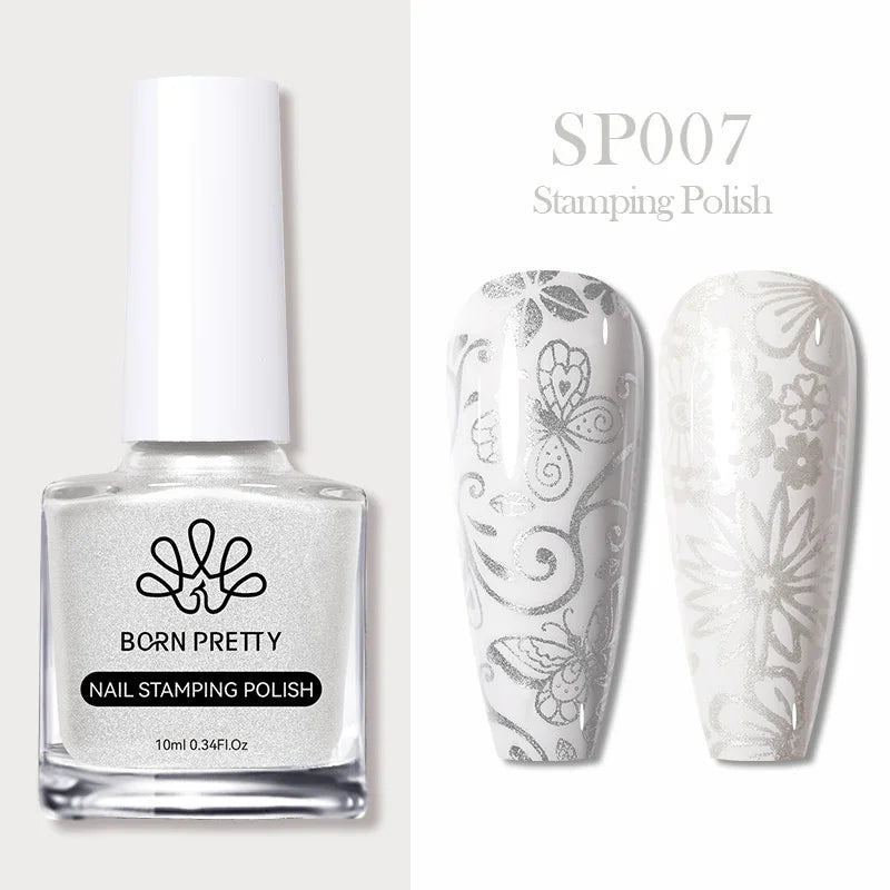BORN PRETTY 10ml 25 Colors Nail Stamping Polish Nail Art Varnish with Peel Off Nail Latex Black White Colorful Stamp Polish