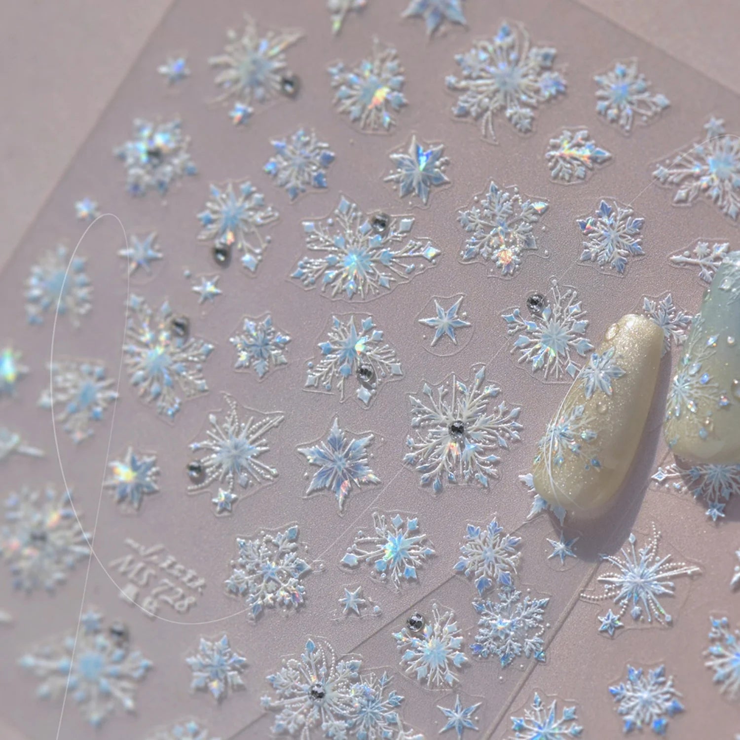 Light Blue 5D Nail Art Stickers Cartoon Cat Cherry Apple Clock Starfish Shell Blossom Decal Self Adhesive Sweet Fresh Manicure