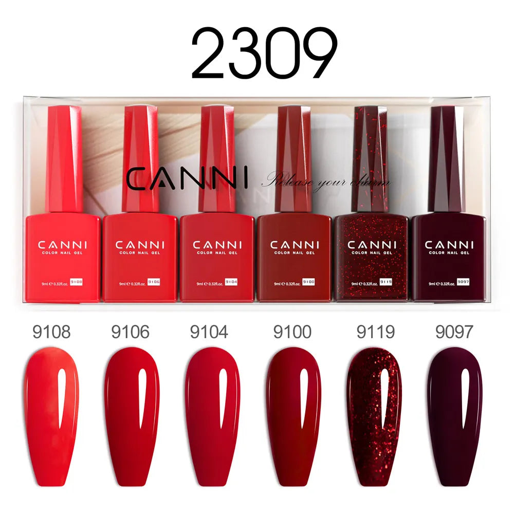 6pcs*9ml HEMA TPO FREE Nail Gel Polish CANNI Semi Permanent Jelly Pink Nude Color Gel Varnish Great Coverage UV LED Lacquer
