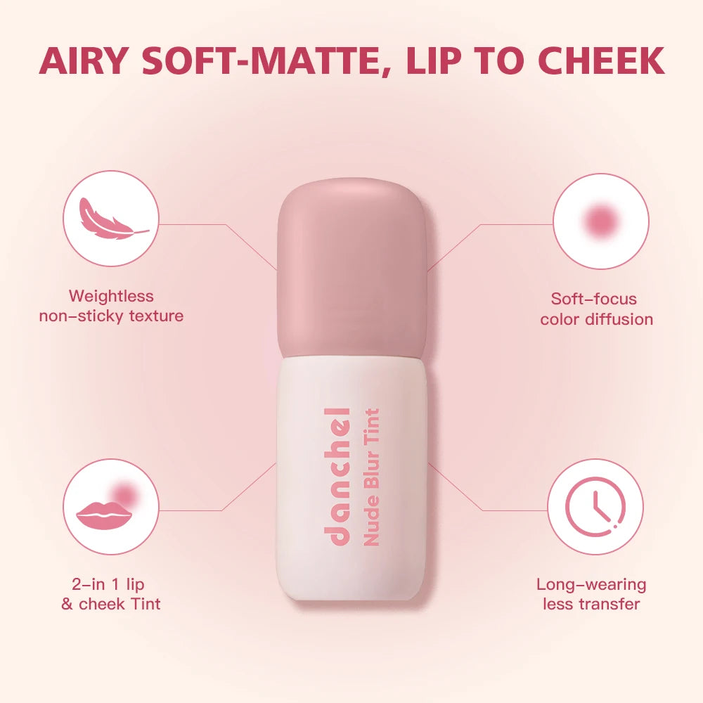Nude Blur Tint Smudge-proof Visibly Smooths Lip Lines Airy Matte Texture Lip Gloss Wide Range of Shades 2-in 1 Lip & Cheek Tint