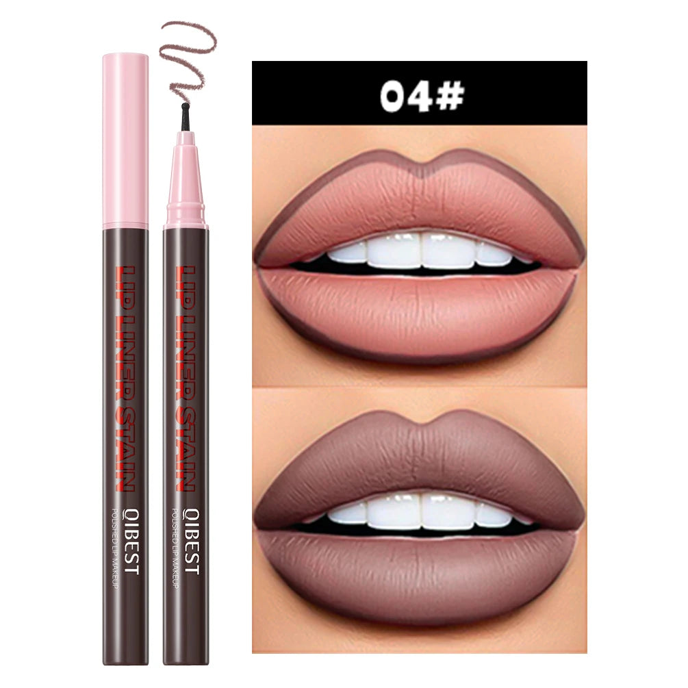 QIBEST 1PC Matte Liquid Lipliner Pencil Waterproof Plumping Stain Lipstick Natural Lip Liner Outline Lips Contour Pen Makeup
