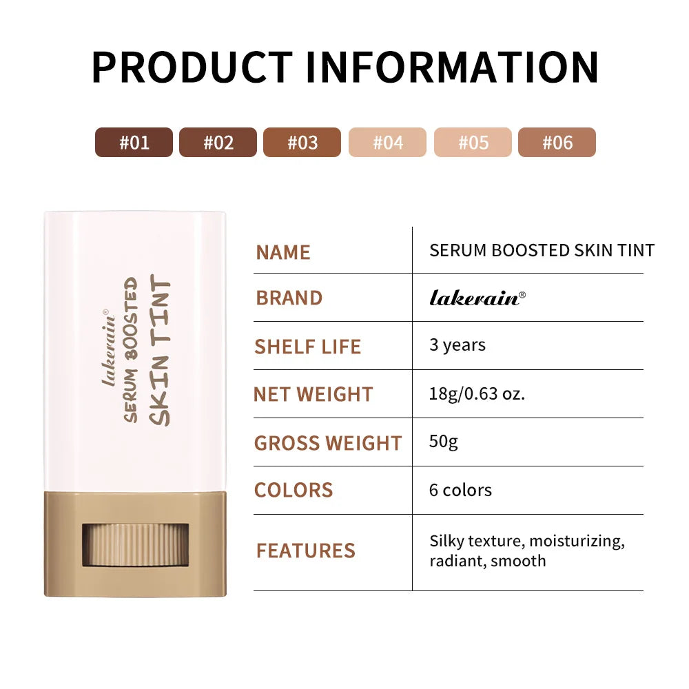 Lakerain Solid Tinted Moisturizing SerumB, Weightless, Breathable, Second-Skin Feel, Beauty Balm Serum Boosted Skin Tint Makeup