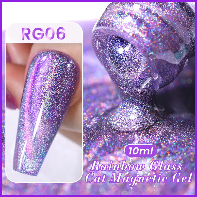 BORN PRETTY 10ml Rose Gold Cat Magnetic Gel Polish Pink Orange Soak Off UV LED Varnis Semi Permanent for Nail Art Design at Home