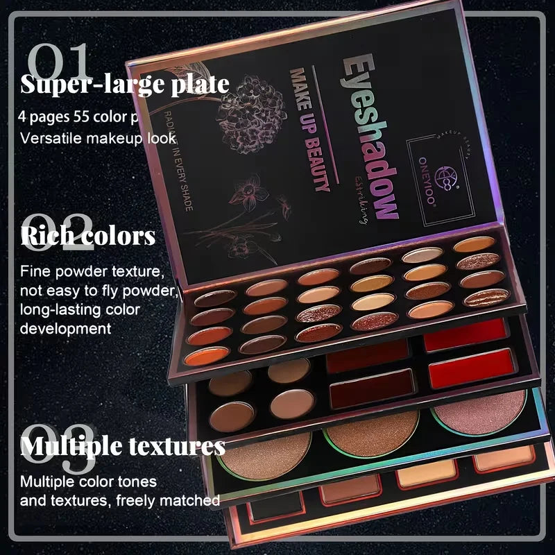 All-in-One Professional Makeup Kit Eyeshadow Palette with Highlighter Contour Powder Matte Shimmer Cosmetic Set for Daily Makeup