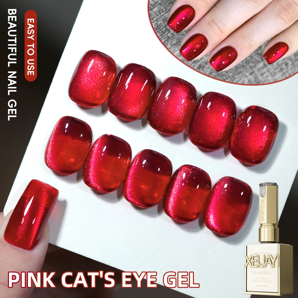 XEIJAYI 15ML Cat Eye Nail Polish Gel Phototherapeutic Gel Soak Off Nail Magnetic Gel Polish Nail Art DlY For Salon At Home