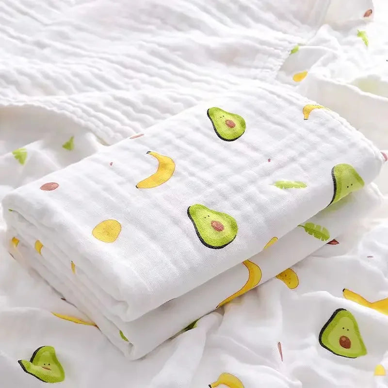 Baby Bath Towel 4-Layer Gauze Cotton Newborn Cartoon Washcloth Blanket Swaddle Blanket for Boy Girl Infant Bath Towel 70 * 90cm