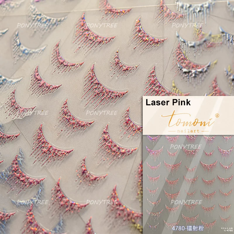 Geometric Lines Star Love Heart Chain Silver Gold Lava Letter Flower Growth Ring Number 5D DIY Nail Art Stickers Manicure Decals