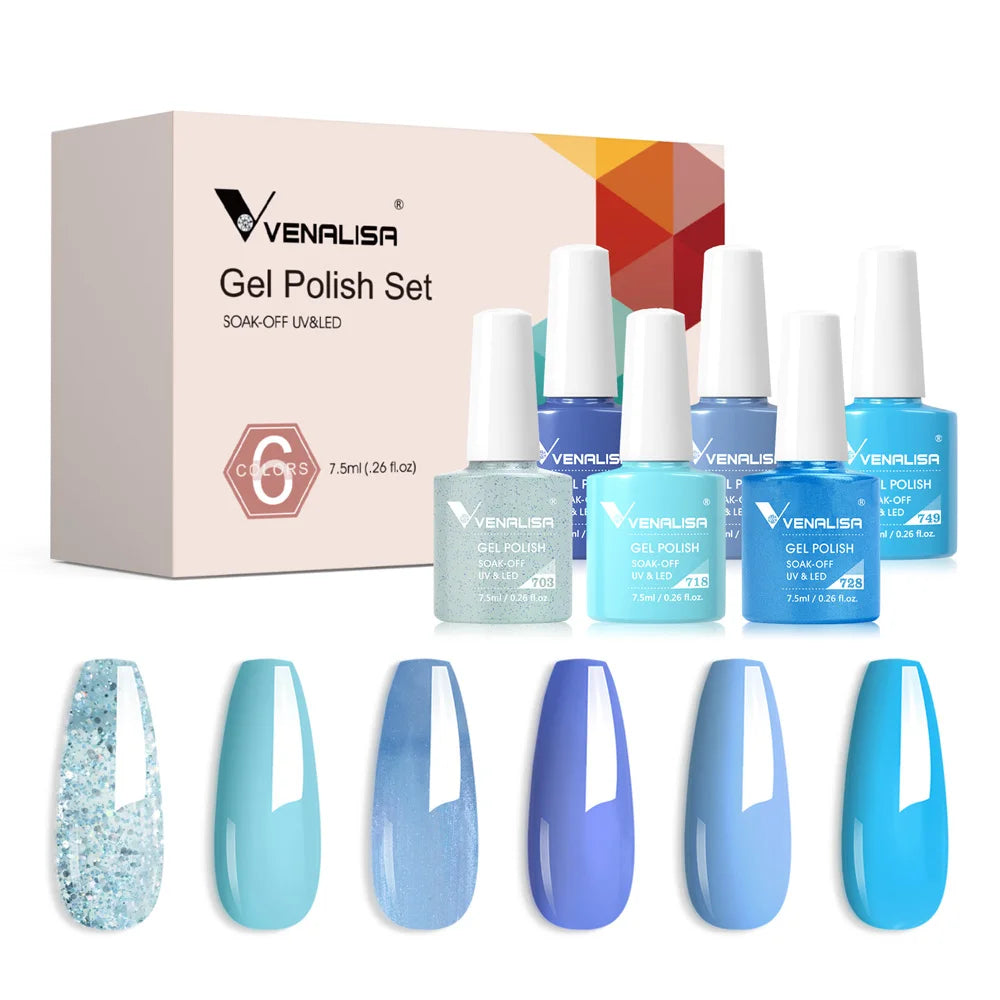 Venalisa Nail Gel Polish Kit HEMA TPO FREE Nude Pink Color Collection Self Leveling Full Coverage Nail Manicure Set 6Pcs Kit