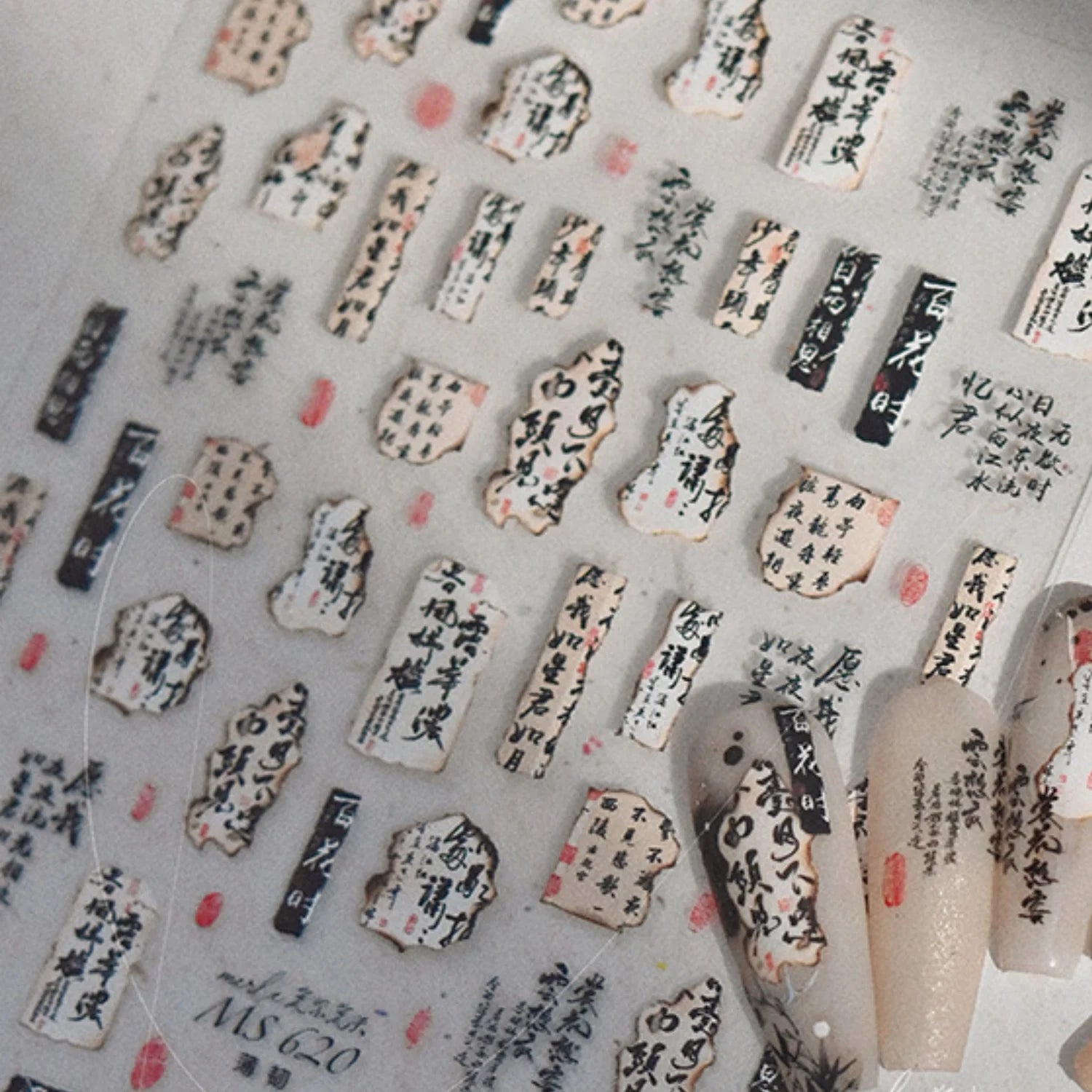 Light Blue 5D Nail Art Stickers Cartoon Cat Cherry Apple Clock Starfish Shell Blossom Decal Self Adhesive Sweet Fresh Manicure