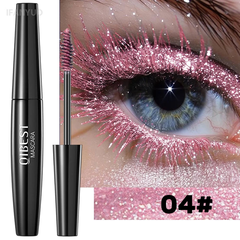 Pink Diamond Mascara Sweat Proof Glitter Eyelashes Shining Sequins Quick Dry Lasting Curling Thick Length Mascara Shimmer Makeup