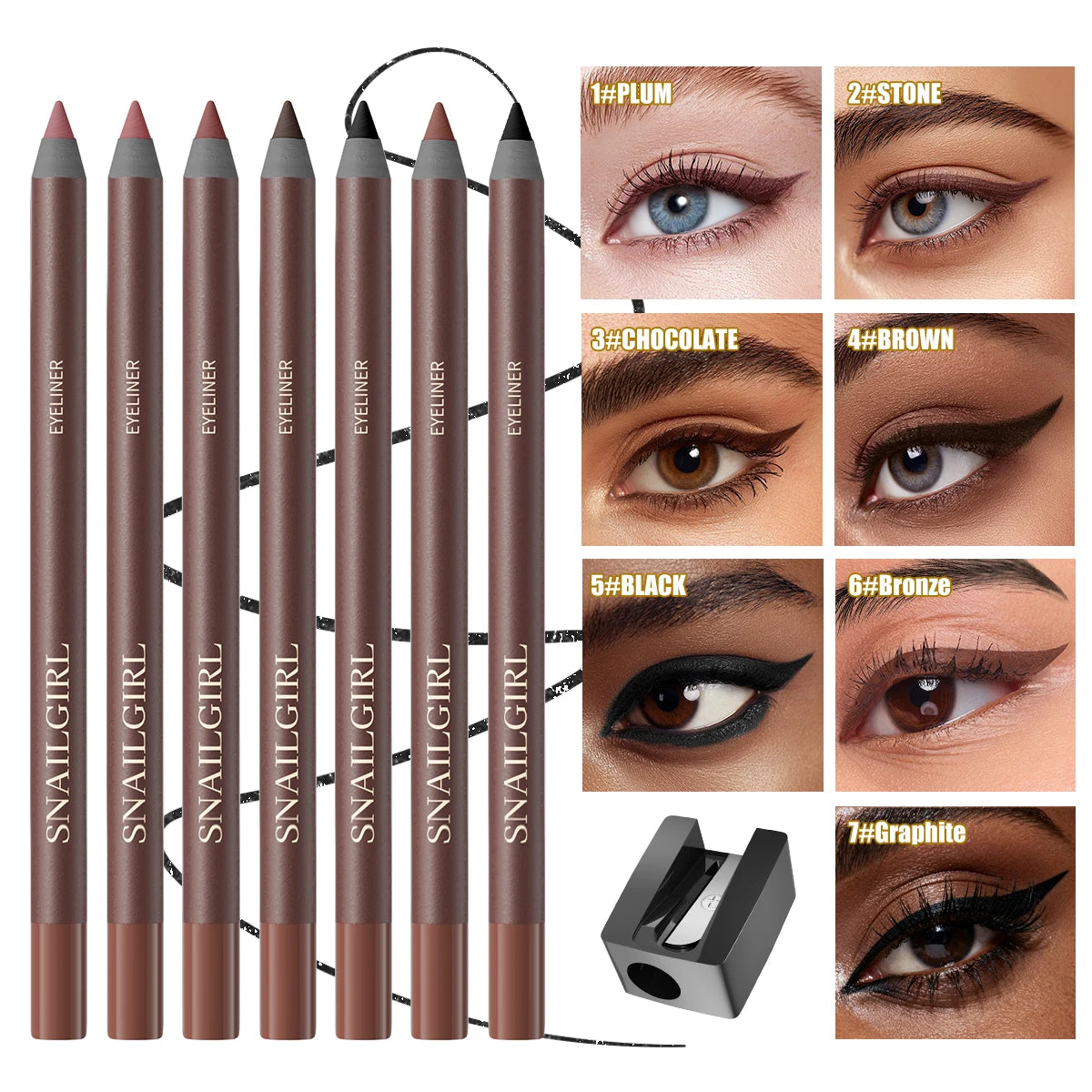 Waterproof Black Brown Eyeliner Gel Pencil Ultra-fine Matte Smooth Quick Dry Non-Smudge Easy Wear Eyeliner Pen Makeup for Eyes