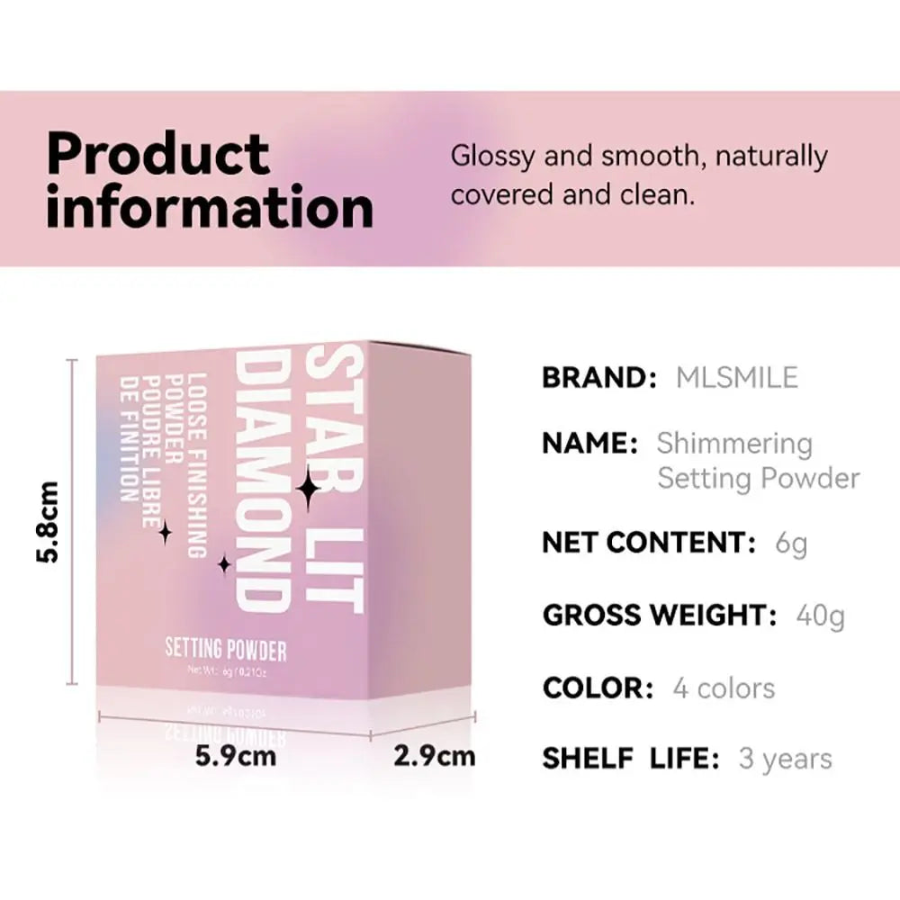 Long Lasting Glitter Setting Powder Oil Control Pearlescent Face Powder Hide Pore Natural Finish Matte Powder Concealer Setting