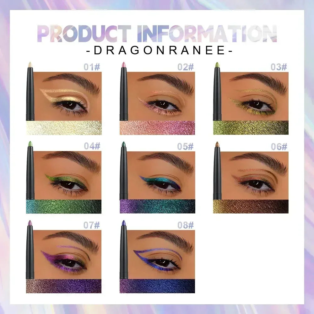 Multi Chrome Eye Liner Pen Lasting Shiny Metallic Eyeshadow Lying Silkworm Green Purple Makeup Pigment Glitter Aurora Eyeliner