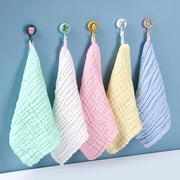 5 Pure Cotton Gauze Square Towels, Soft and Comfortable Baby Drool Towels, Highly Absorbent, Suitable for Home Use and Outings