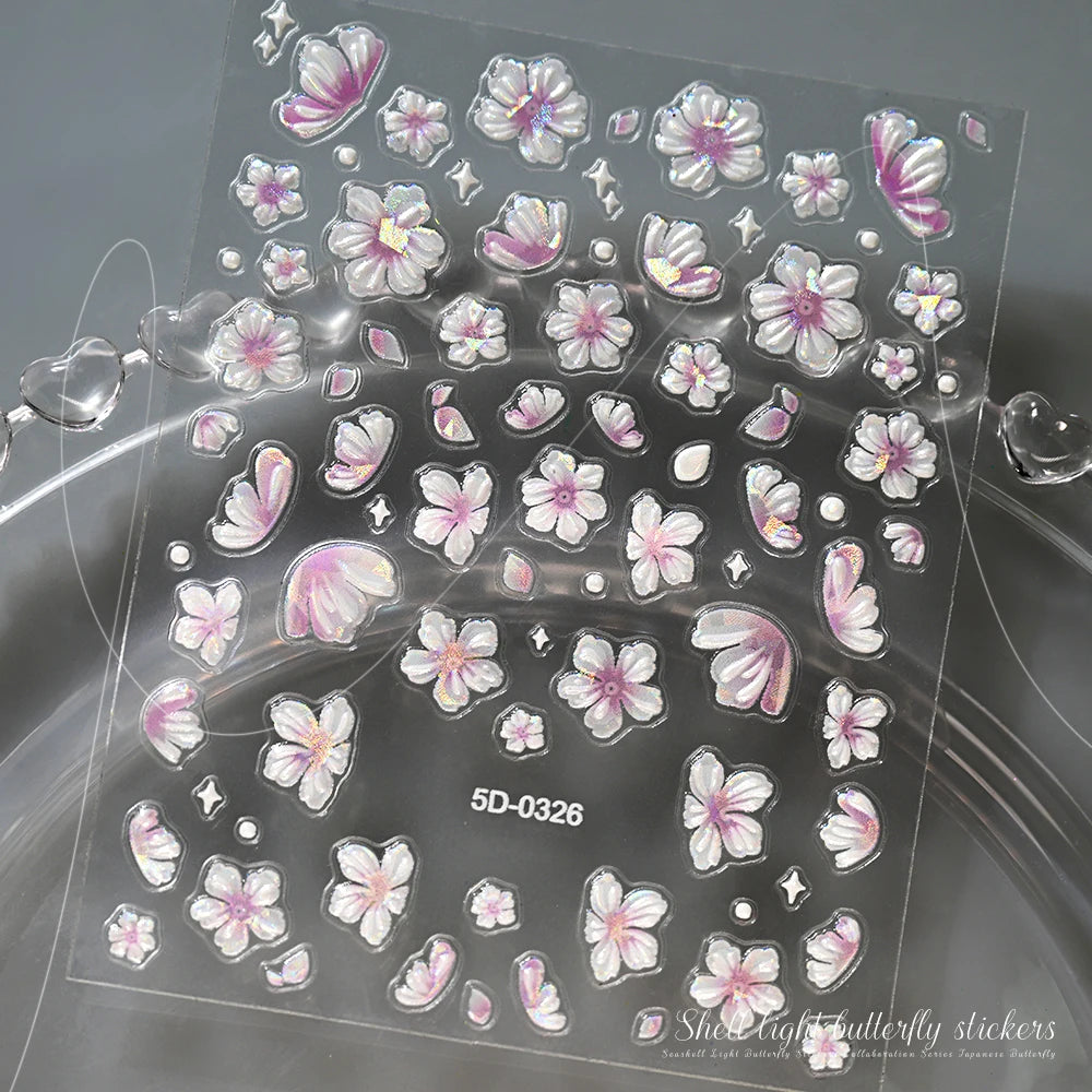 5D Lovely Panda Animal Nail Stickers Bunny Korean Cartoon Relief Self Adhesive Nail Art Stickers Cute Pretty Smile Star Manicure
