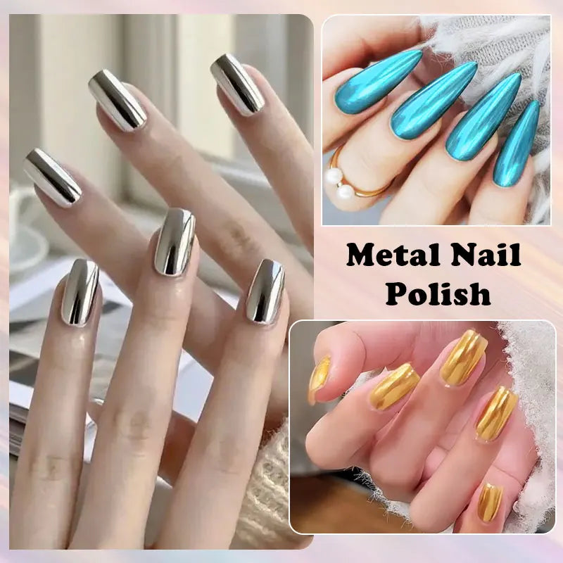 MTSSII 7.5ml Metal Nail Polish, Silver Gold Red Yellow UV LED Soak Off Metallic Nail Art Varnish Quick-Drying Air-Dry Formula