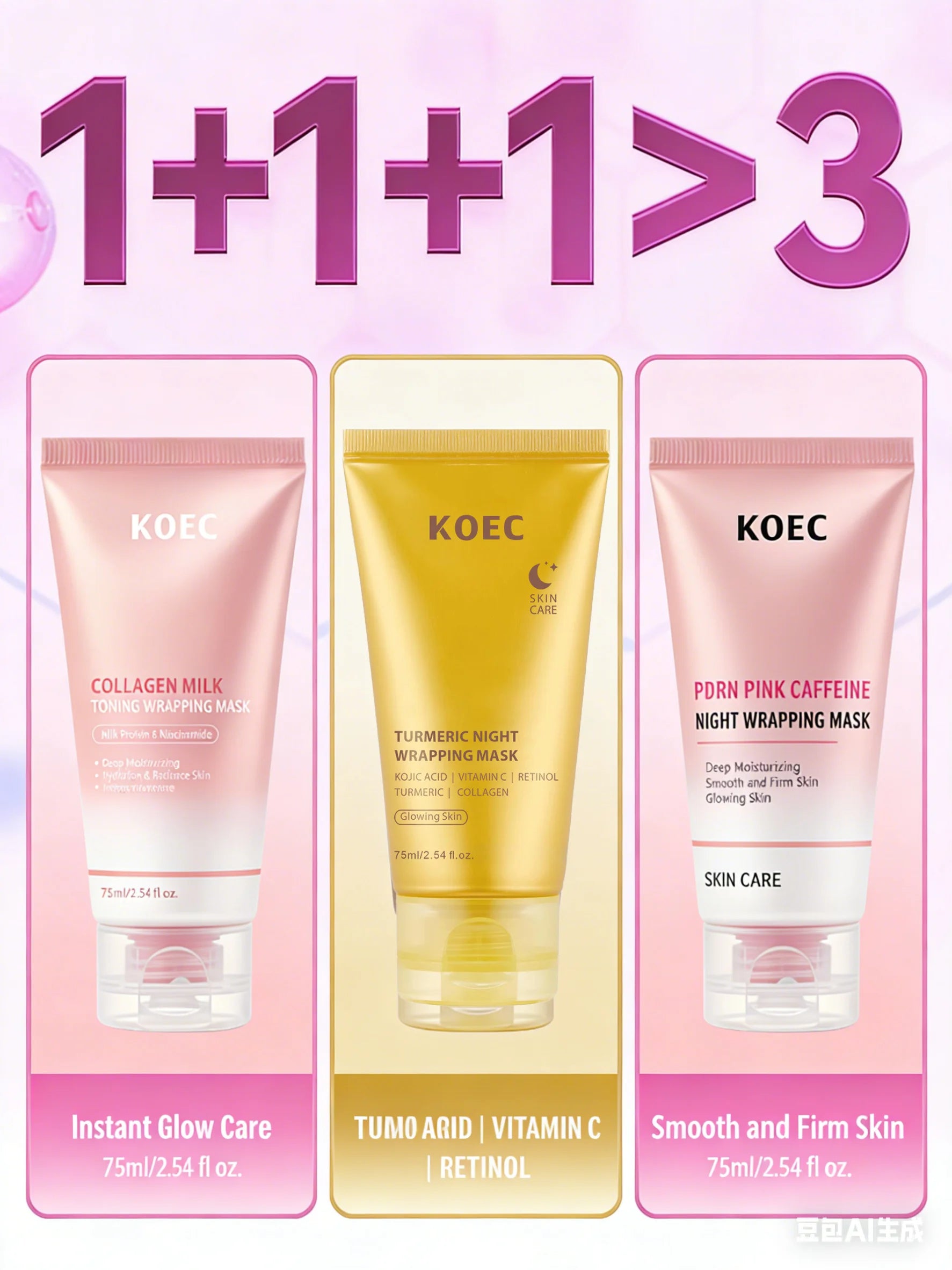 Korean Collagen Night Wrapping Peel-off Mask Turmeric VC Collagen Tear Facial Mask Moisturizing and Applying  | Free Brush win