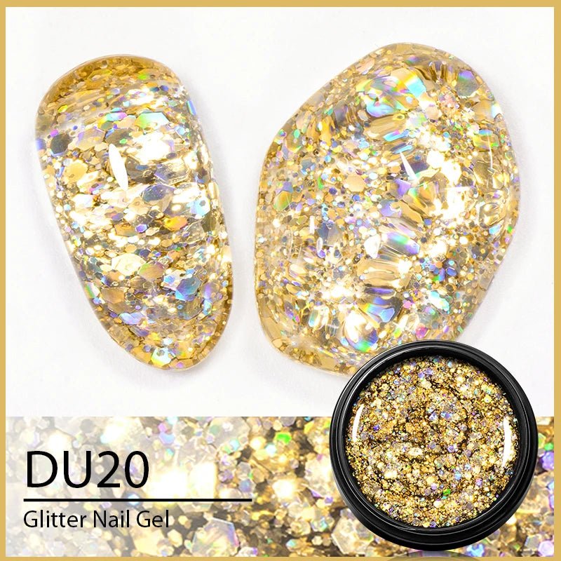 8ML Glitter Gel Nail Polish Shining Mineral Sequins Soak Off UV LED Nail Gel Semi Permanent Nail Art Supplies for Manicure