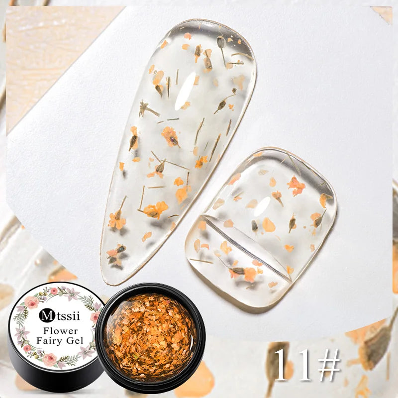 5ml Mtssii Dried Flower Gel Nail Polish Natural Flower Fairy Series Semi Permanent Soak Off UV Nail Art Varnish Manicure Design