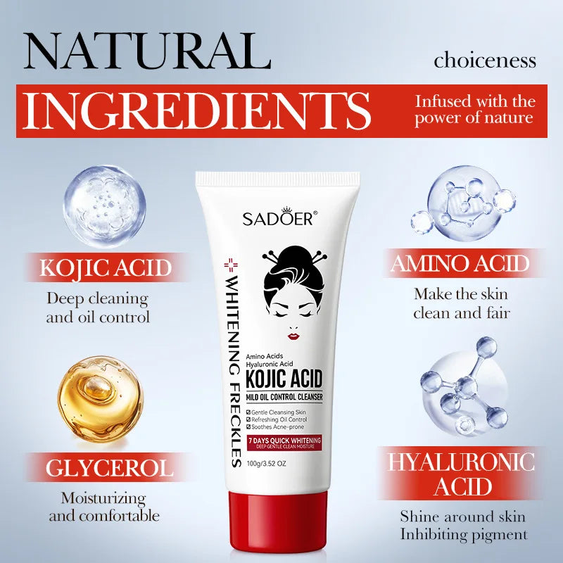 Kojic Acid Skin Care Facial Wash Mild Oil Control Deep Cleaning Moisturizing Cleansing Nonirritating Face Cleanser Face Wash