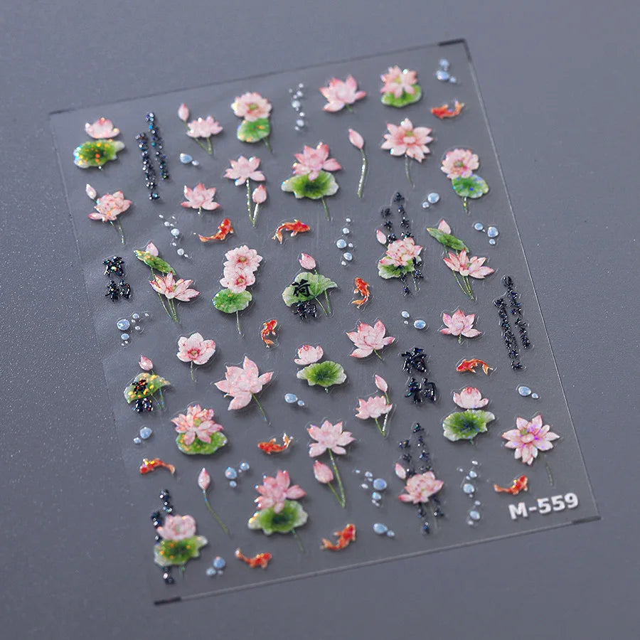 1PCS Crystal Diamond Nail Sticker Mix Pink Swan Flower Frame Butterfly Self Adhesive Nail Art Stickers DIY Cute Decoration Parts