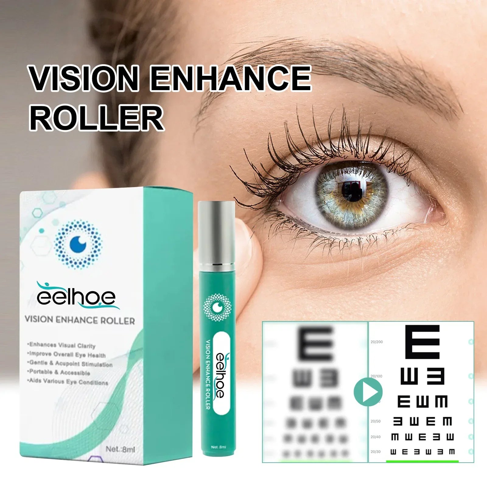 Korean Visual Enhancement Eye Serum Roller Relieve Eye Aningeresting Dark Circles Bags Eye Contour Moisturizing Cosmetics 8ML