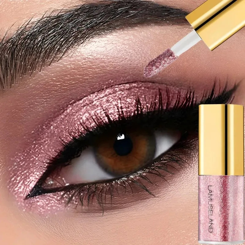 Pearly Liquid Eyeshadow Natural Smokey Silver Shimmer Glitter Diamond Eye Shadow for Eyelid Waterproof Beauty Highlighter Makeup