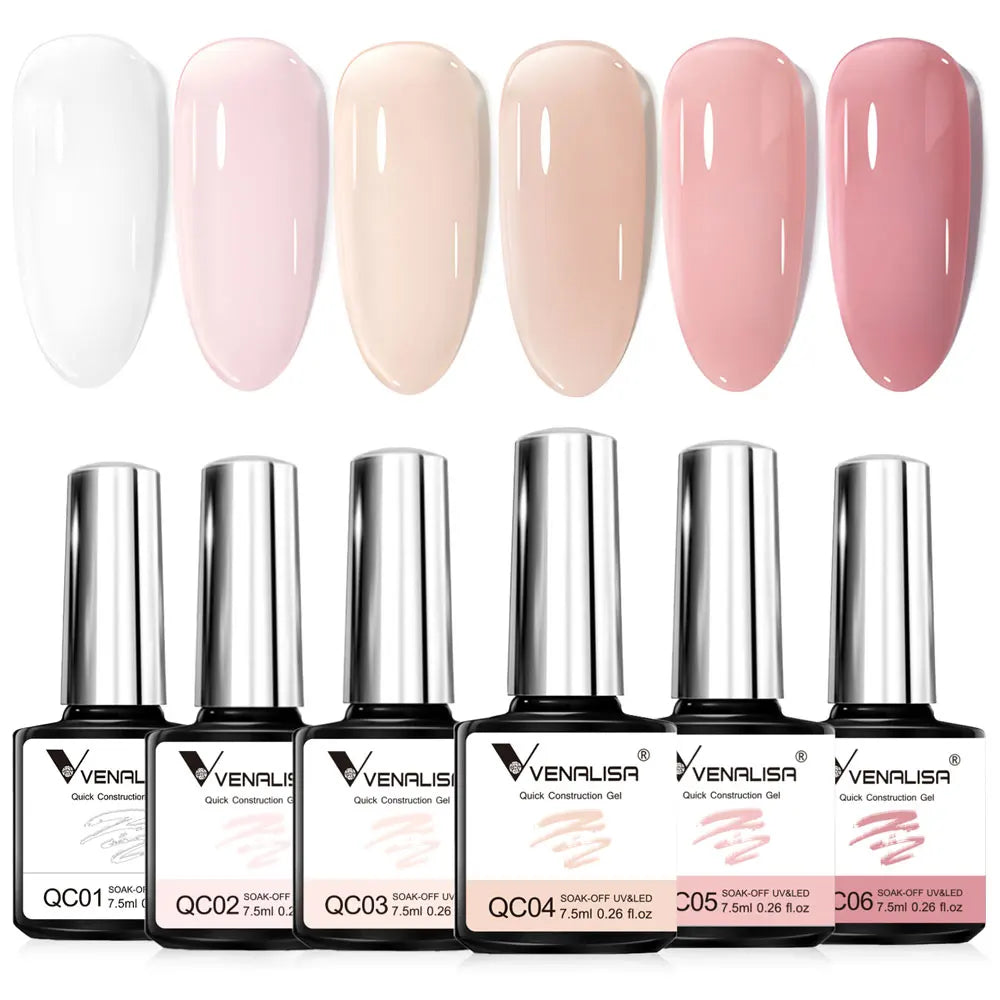 Venalisa Nail Gel Polish Kit HEMA TPO FREE Nude Pink Color Collection Self Leveling Full Coverage Nail Manicure Set 6Pcs Kit