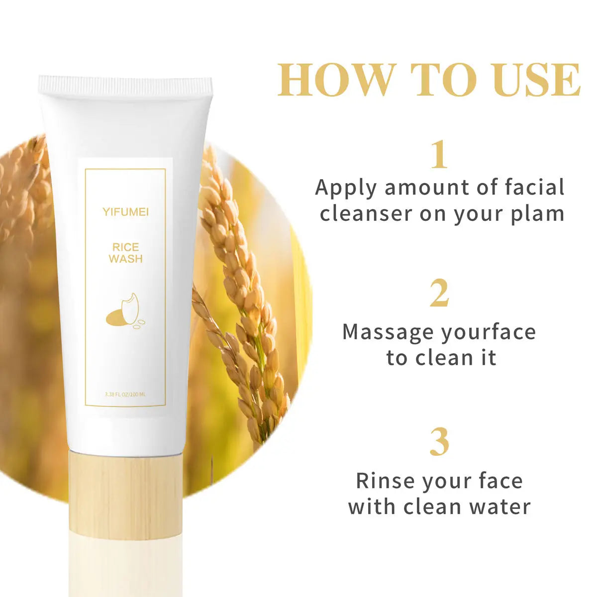 Rice Facial Cleanser Soothing Oil Control Face Wash Moisturizing Brightening Hydrating Face Cleanser Firming For Sensitive Skin
