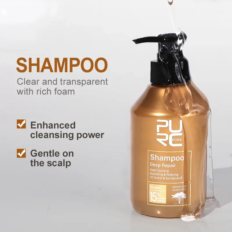 PURC Morocco Argan Oil Shampoo Conditioner Set Smoothing Nourishing Repair Damaged Frizz Hair Scalp Treatment Hair Care