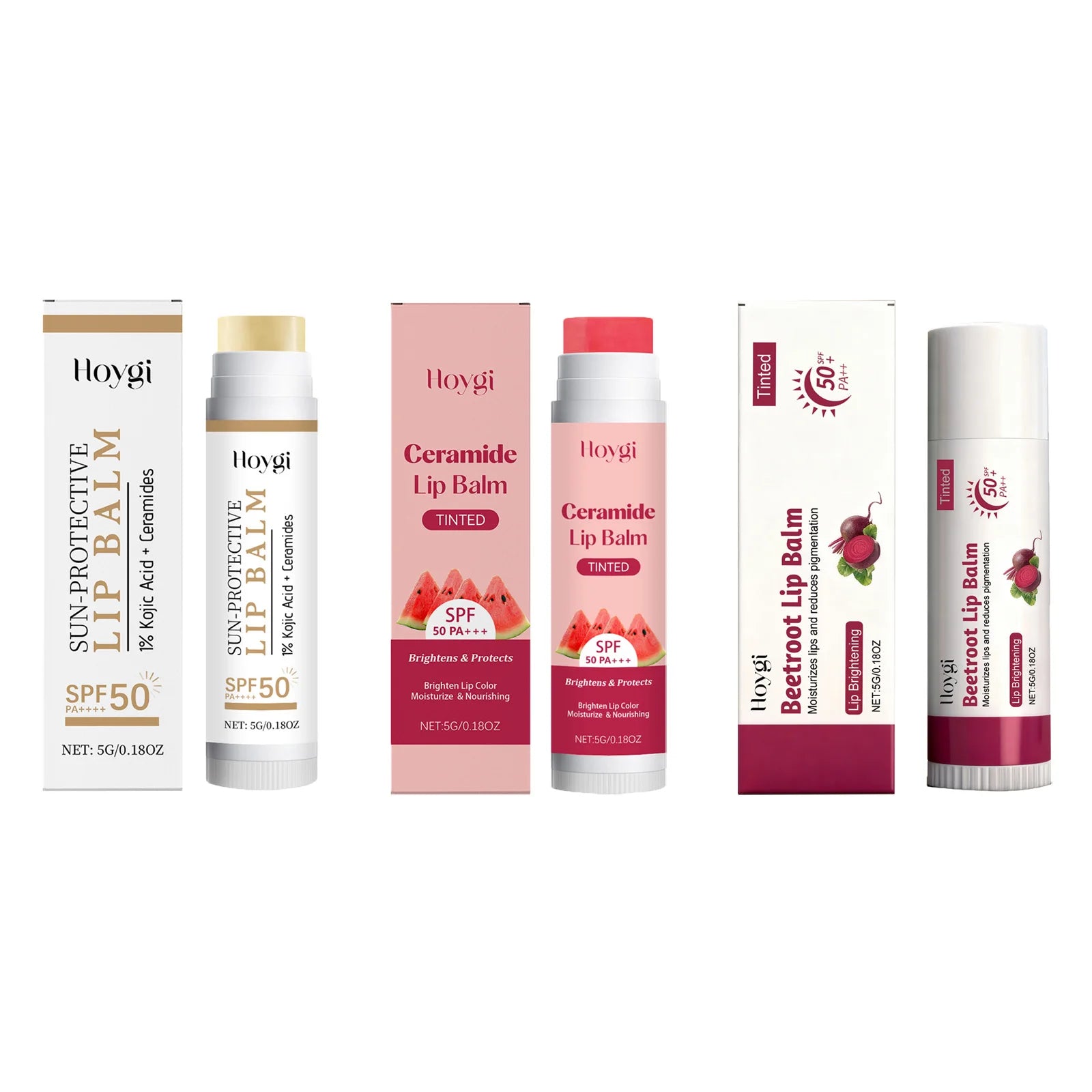 Sun Protective Lip Balm SPF50+ Nourishing Beetroot Brightening Ceramide Kojic Acid Moisturizing Fade Lip Lines Lipstick For Lips