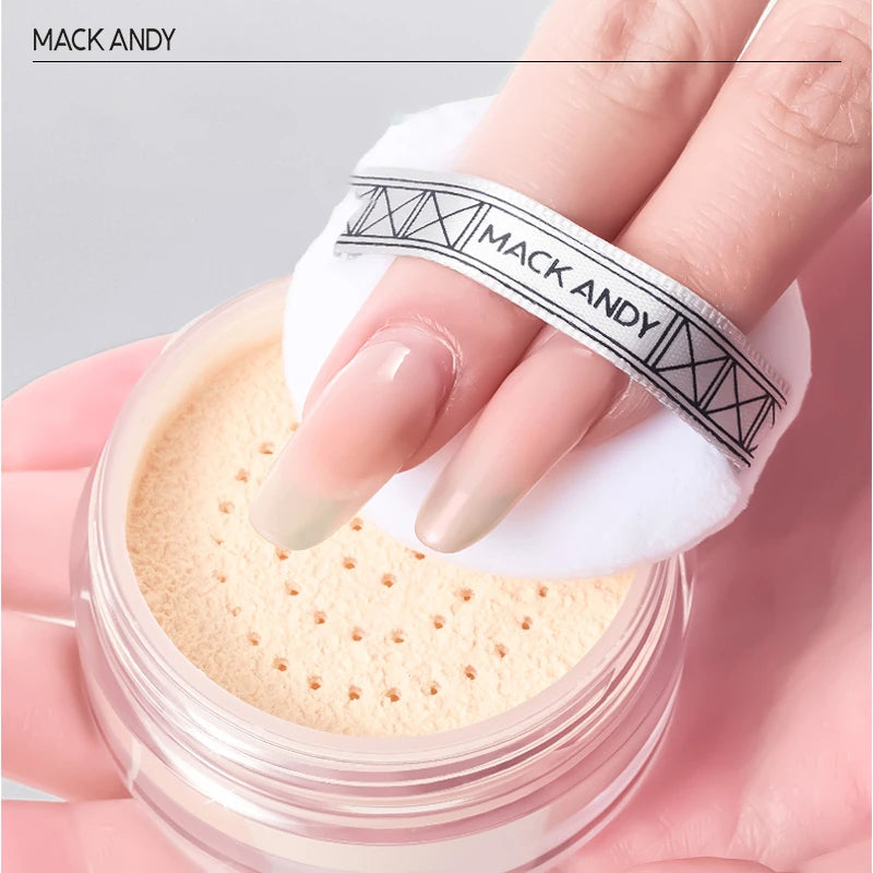 Mack Andy loose powder naturally fits and brightens, soft and focused, holds makeup, controls oil, loose powder, honey powder
