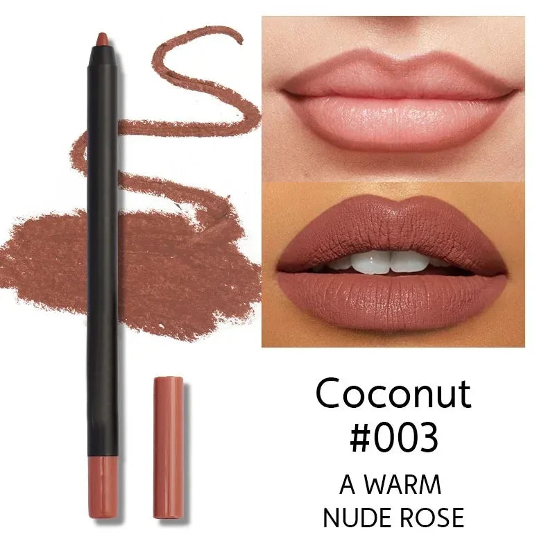 Nude Brown Lip Liner Pencil Lipstick Matte Smooth Waterproof Lipliner Long Lasting Non-stick Cup Lipstick Pen Beauty Cosmetics