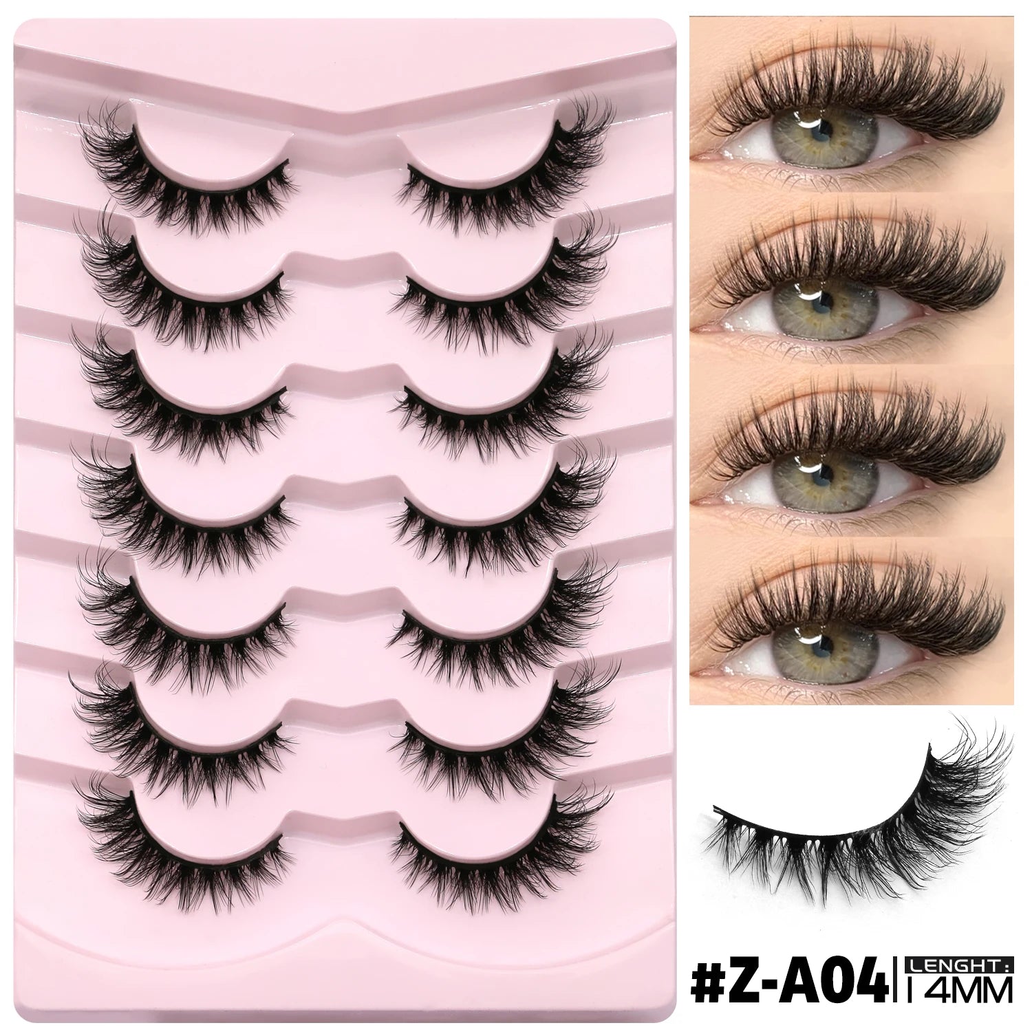 GROINNEYA False Eyelashes 3D Mink Lashes Cat Eyelashes Fluffy Wispy Volume Lashes Fake EyeLashes Natural Lashes Strips Makeup