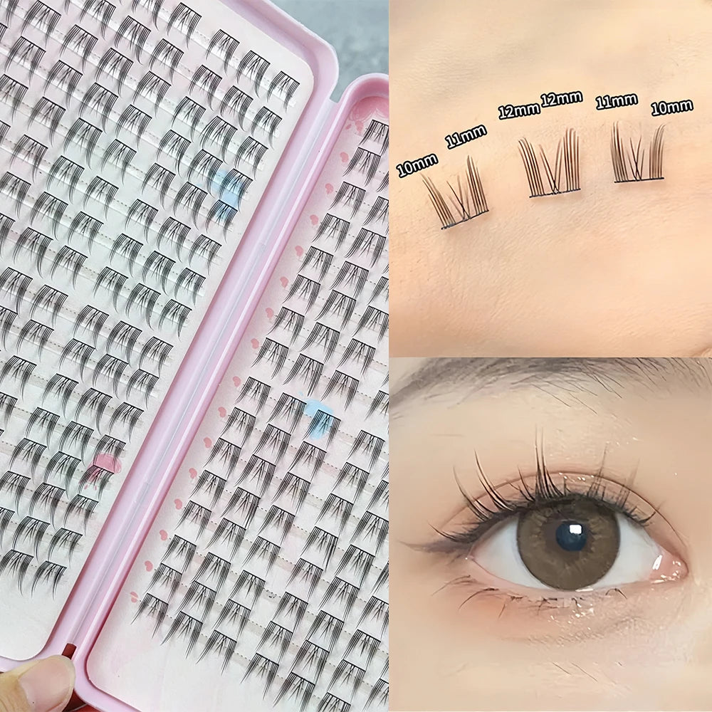 Large-capacity cat-eye false lashes set of 288 lashes, with a natural and light, Korean-style air effect. Length: 10 - 14 mm