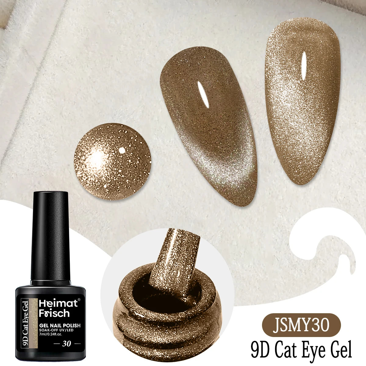 Heimat Frisch Single 0.24oz Crystal Cat Eye Gel Nail Polish - Holographic Glitter, Translucent and Magnetic Effect, Long-Lasting