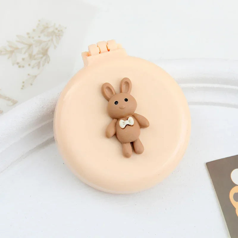 Cute Kid Hair Brushes Mini Lovely Cartoon Bear Hair Combs with Mirror for Children Girl Small Portable Massage Comb Hair Rope