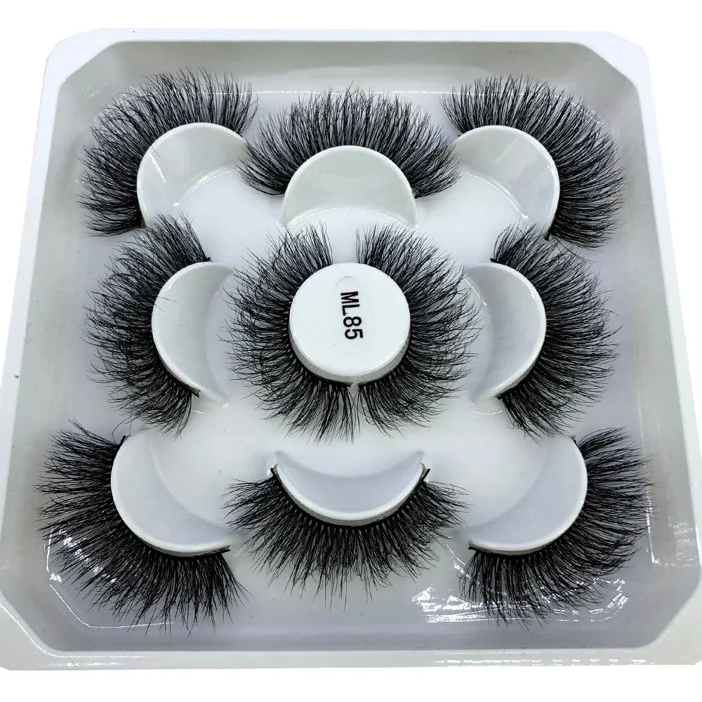 New 5 pairs of handmade mink eyelashes fake eyelashes natural nude makeup simulated cross messy eyes 3D curly eyelashes