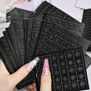 24 Patterns Airbrush Stencils Nail Art Stickers Hollow Butterfly/Flower/Bow/French Line Printing Templates Nail Decal DIY Tools