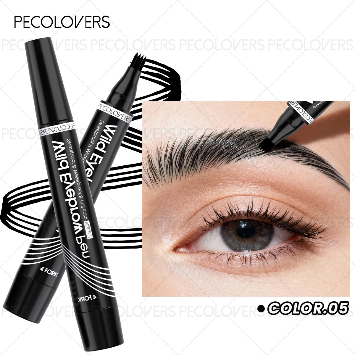Multi-color Four-pronged Eyebrow Pencil, Liquid Eyebrow Pencil, Defined Eyebrows, Waterproof and Sweatproof, Eyebrow Cosmetics