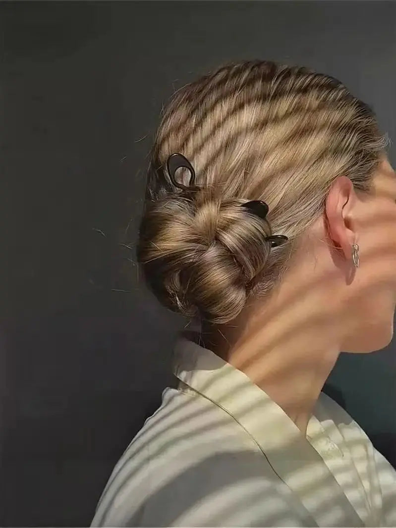New Fashion Hairpin Headband for Women, U-Type Dual-Insert Lazy Bun Holder, Stylish Back-Of-Head Hair Accessory, Easy-To-Use Hai