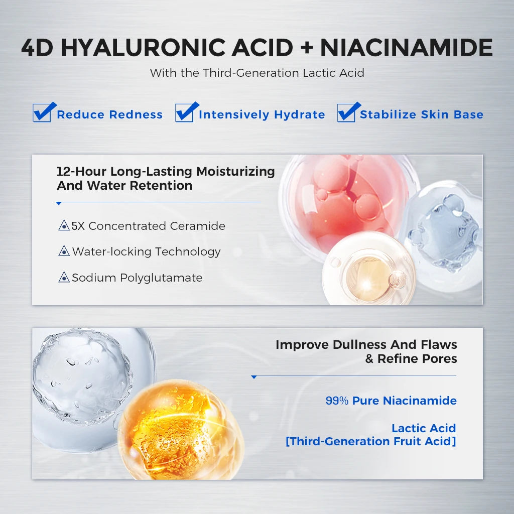 NING DERMOLOGIE Hyaluronic Acid 4D Hydration Brightening Moisturizing Sheet Mask with Niacinamide & Ceramide for Smooth Skin