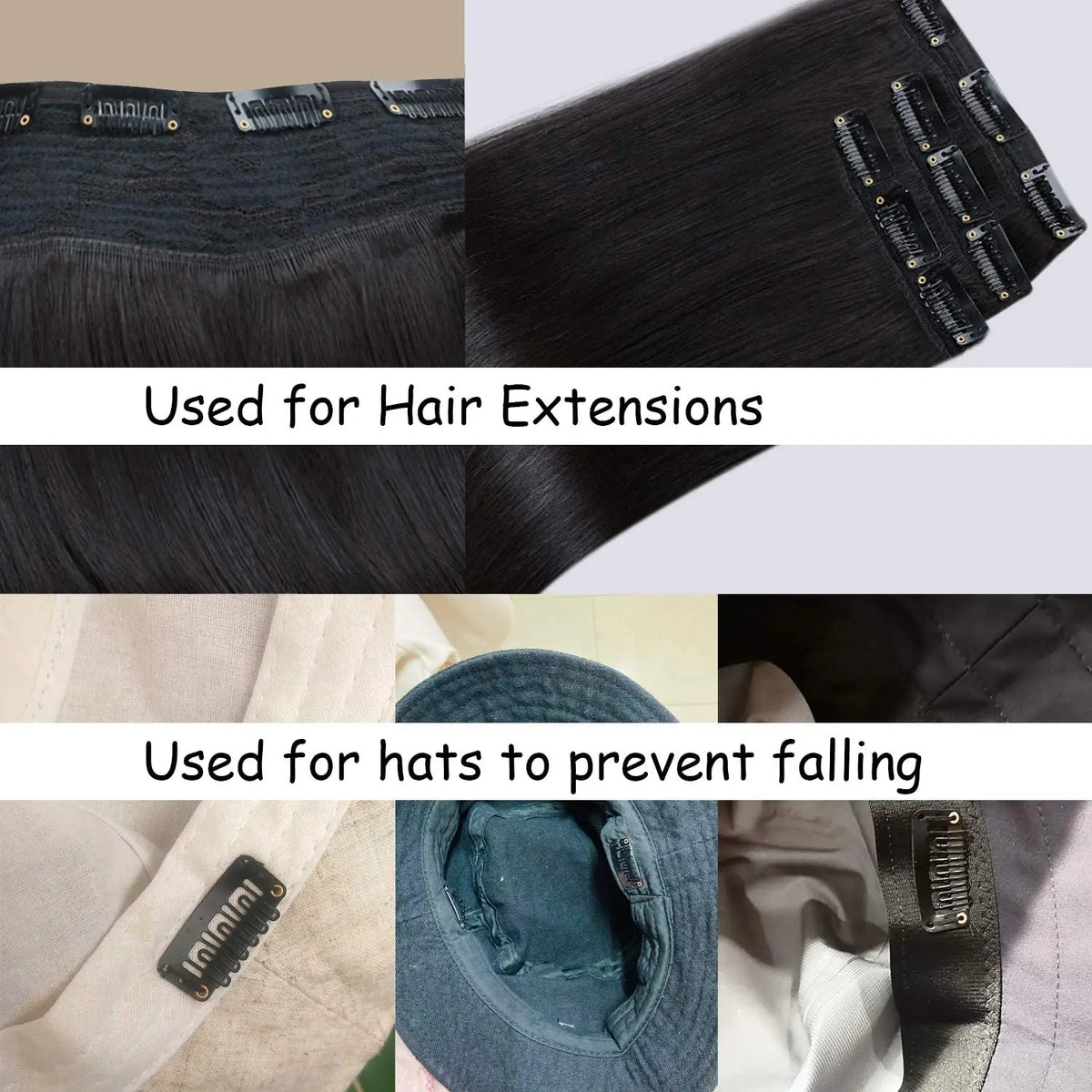 50pcs 2.3cm-3.6cm Black Brown Color Wig Clips Snap Clip For Hair Extension Wig Weft Wig PP Hairpins Large Clips Styling Tools